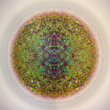 Laura Gurton, Shimmer Circle No.200, 2023, Digital print on canvas with Austrian crystal, 24 x 24,  26 x 26 inches framed