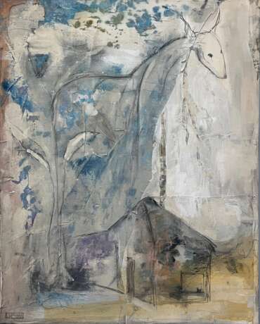 Linda Mitchell, Apparition, 2022, Acrylic, fabric, graphite on stretched canvas, 30 x 24 inches