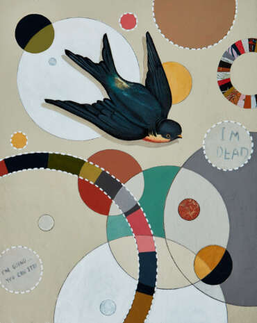 Mary Southall, Going, 2023, Mixed media on panel, 20 x 16 inches