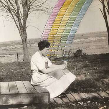 Marie Cameron, Rainbow Patience, 2021silk thread on found photograph2 5/8mx 4 3/8 inches, 10 x 12 inches framed